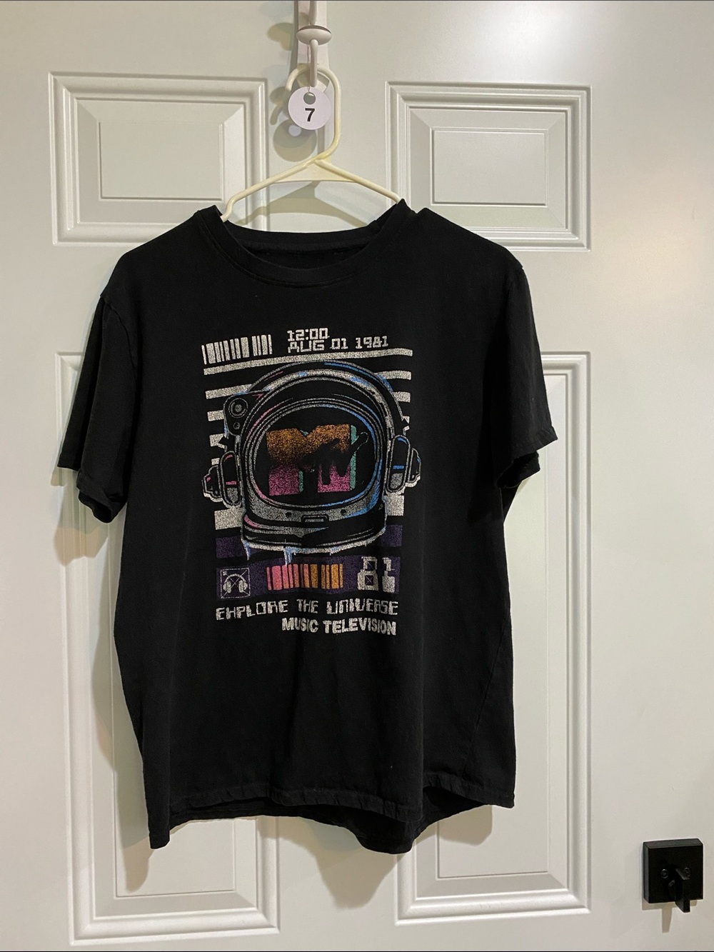 MTV Black Logo Print Tee with White Tag Graphics